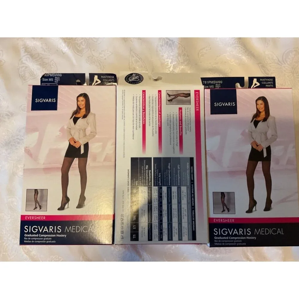 Sigvaris 781P MS W99 EverSheer 15-20mmHg Compression Pantyhose Black Sheer MS